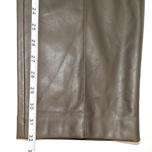 Zara | Taupe Francoise Straight Leg High-Waisted Faux Leather Trouser Pants | XS - Picture 12 of 16